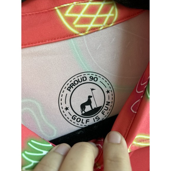 Proud 90 men’s XL Golf Polo, Neon Fruit, Short Sleeve - Picture 3 of 7